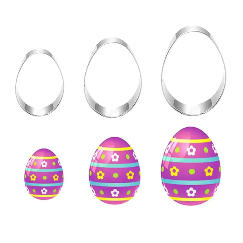

3pcs/set Stainless Steel Easter Eggs Biscuit Cutter Cookie Cake Mold Kitchen Sugarcraft Baking