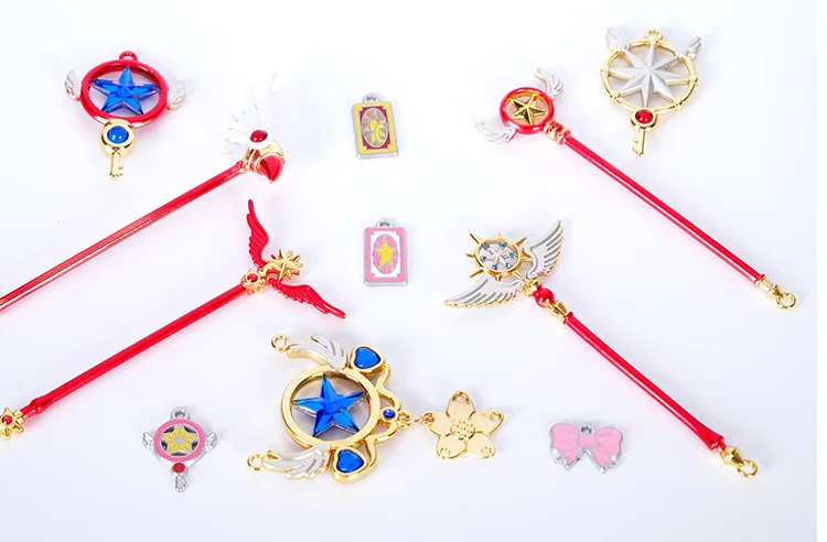 Card Captor Sakura волшебные палочки для ключей ожерелье кулон Косплей Реквизит Коллекция набор аксессуаров