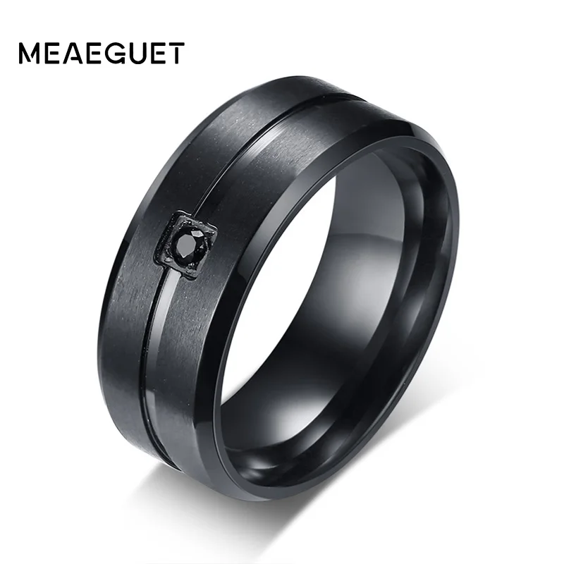 Мужские свадебные кольца Meaeguet черные обручальные с фианитом ювелирные изделия