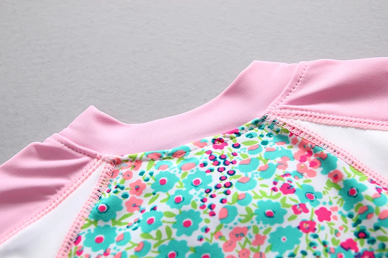 Купальники для девочек Rashguard UPF50+ купальники для девочек с длинными рукавами детский купальный костюм на молнии с цветочным принтом купальный костюм для девочек, купальный костюм