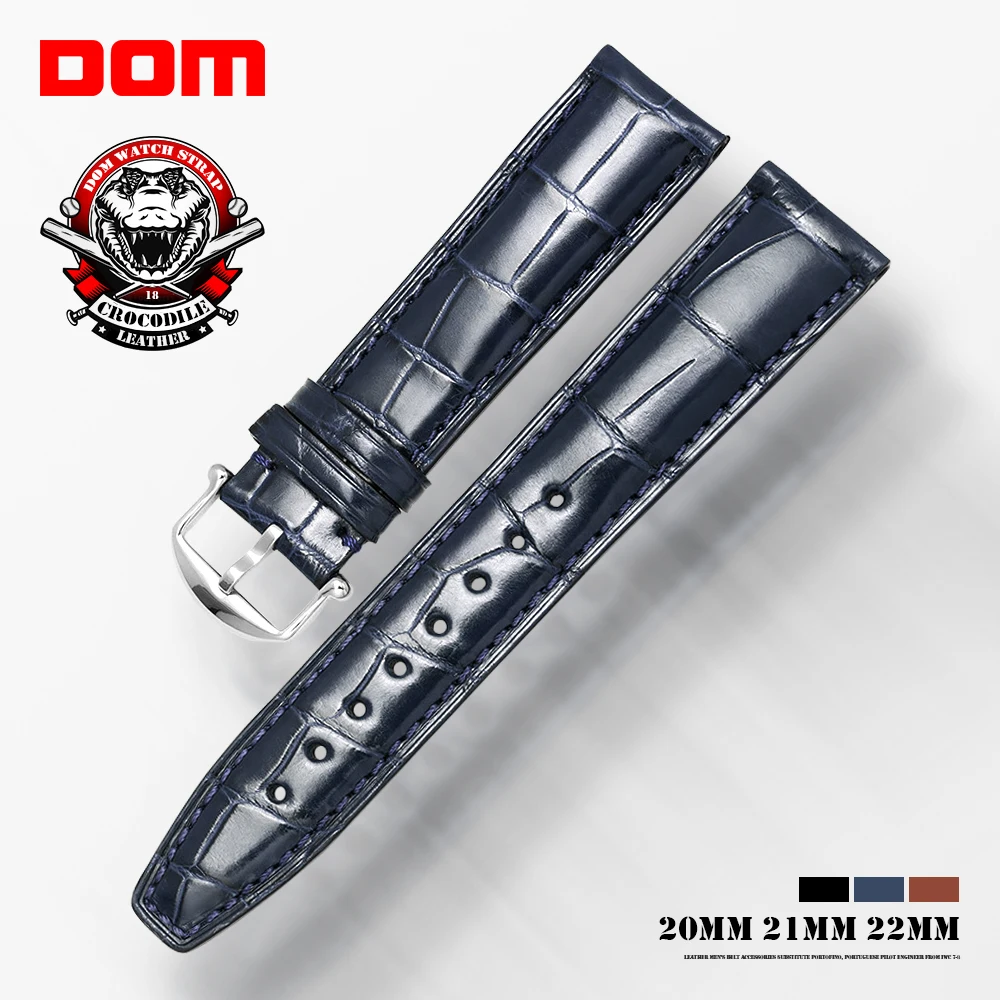 Ремешок для часов DOM из натуральной кожи аллигатора мужчин и женщин аксессуары 20