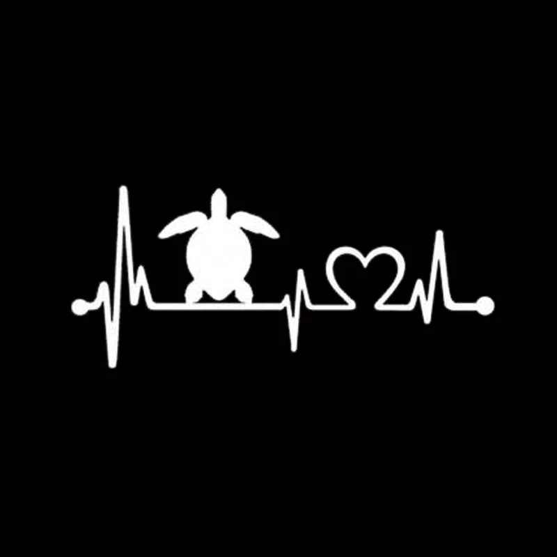 

20.4cm * 8.9cm Car Sticker Turtle Heartbeat Lifeline PVC Waterproof and Sun Protection Sticker Black/silver