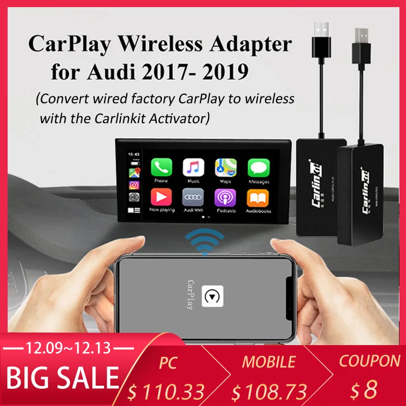 Carlinkit CarPlay беспроводной активатор для Audi A3 A4 A5 A6 A7 Q7 Q2 R8 Q5 MMI- имеет встроенный проводной CarPlay