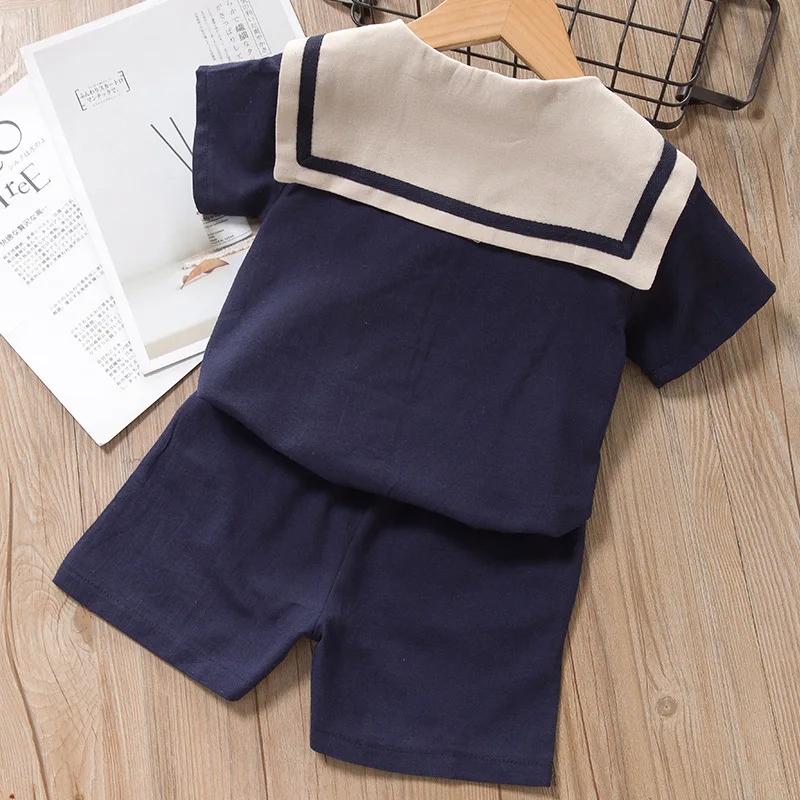 Детский комплект для маленьких девочек и мальчиков в морском стиле с рисунком