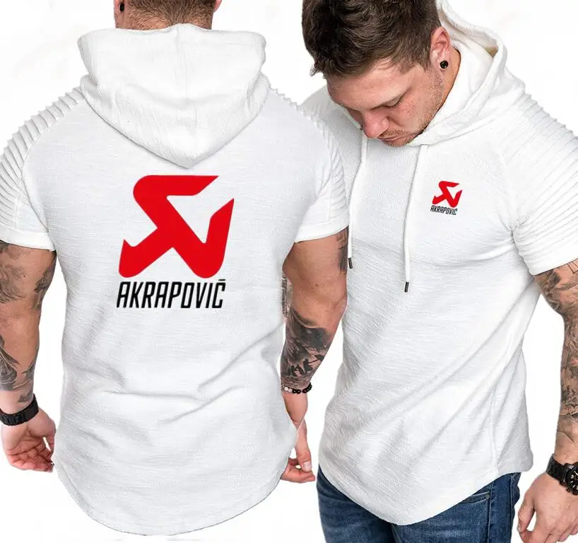 Мужская толстовка с капюшоном и коротким рукавом мужские толстовки AKRAPOVIC принтом