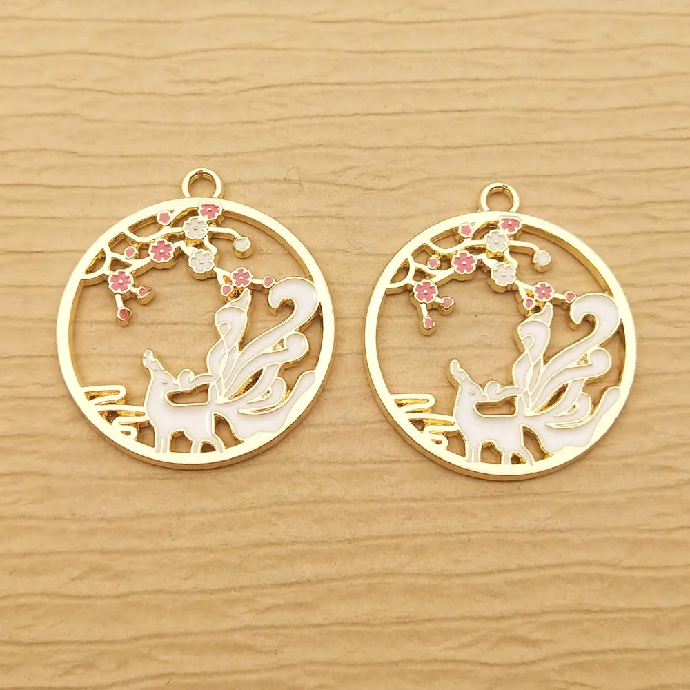

10pcs 26x30mm Enamel Fox Charm for Jewelry Making Earring Pendant Necklace Charm Bracelet Accessories Diy Finding Craft Supplies