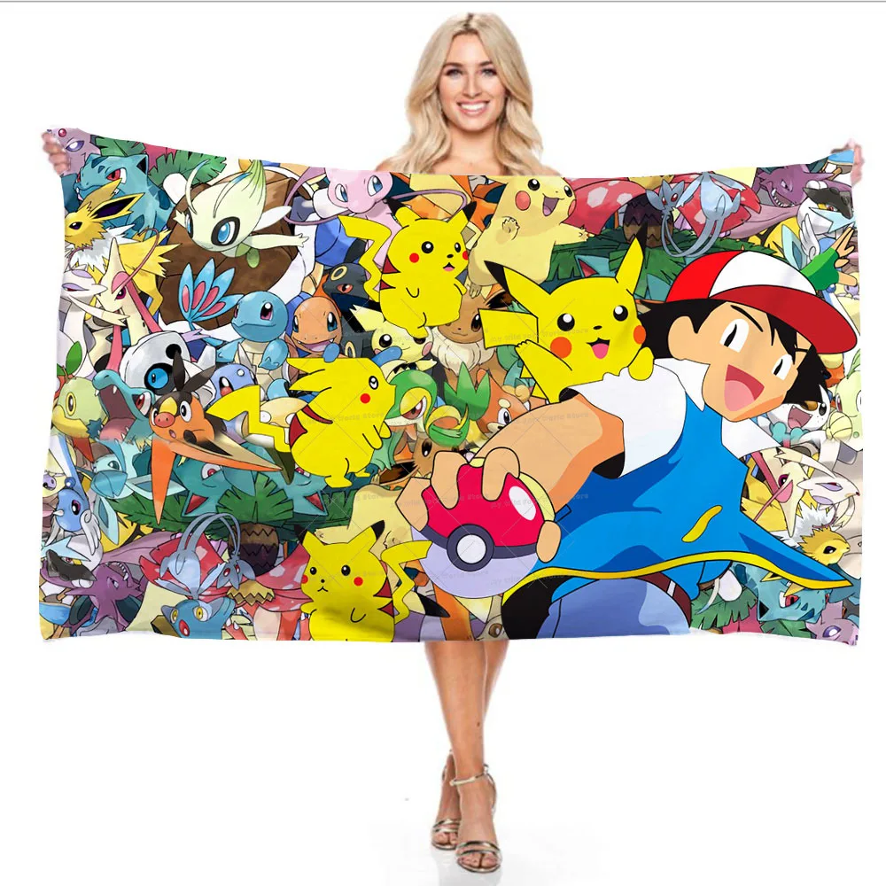 Детский банный халат с покемоном Пикачу для мальчиков и девочек зимнее теплое