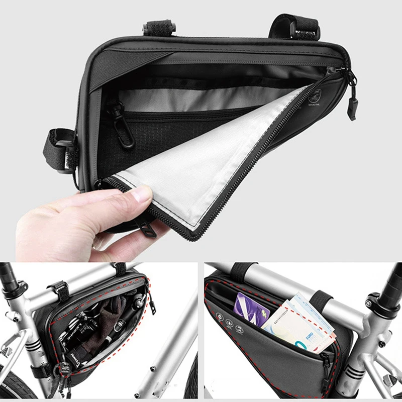 

Waterproof Bike Triple-cornered Bag Reflective Mtb Road Bicycle Front Pouch Bags Frame Tool Bag for Cycling