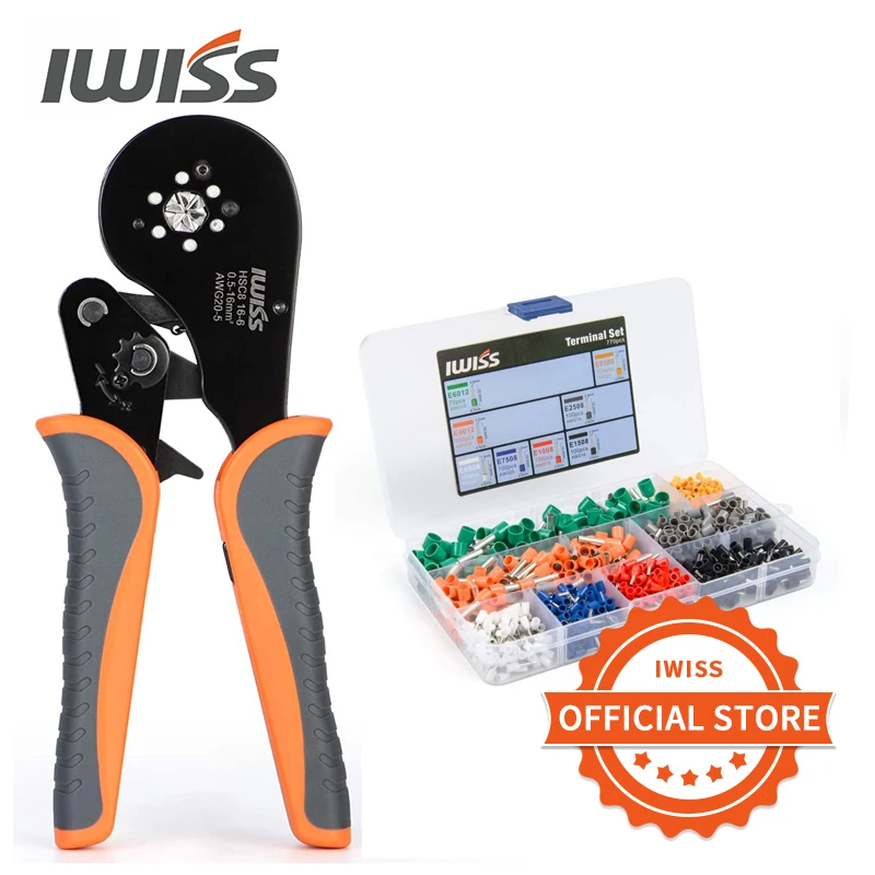 IWISS HSC8 16-6 обжимной инструмент верхнего диапазона для концевых втулок от 20 до 5AWG зажимные и саморегулируемые обжимные плоскогубцы