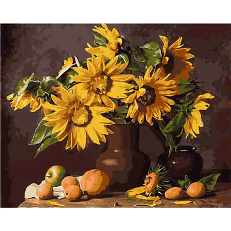 Новый продукт жёлтый Подсолнух Diy картина по номерам маслом на холсте ручной