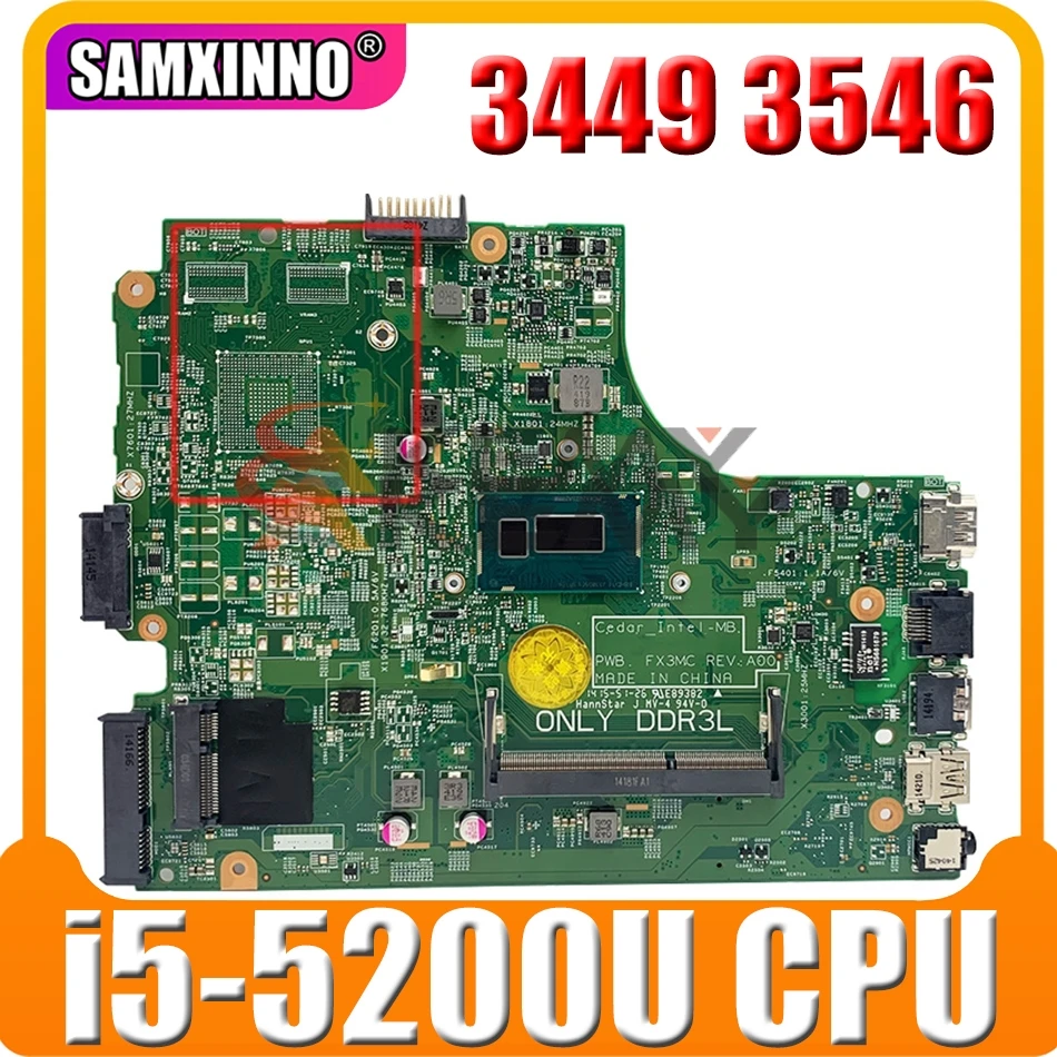 

Original Laptop motherboard For DELL Inspiron 3449 3546 3446 3549 3542 SR23Y i5-5200U Mainboard CN-0YMJWJ 0YMJWJ