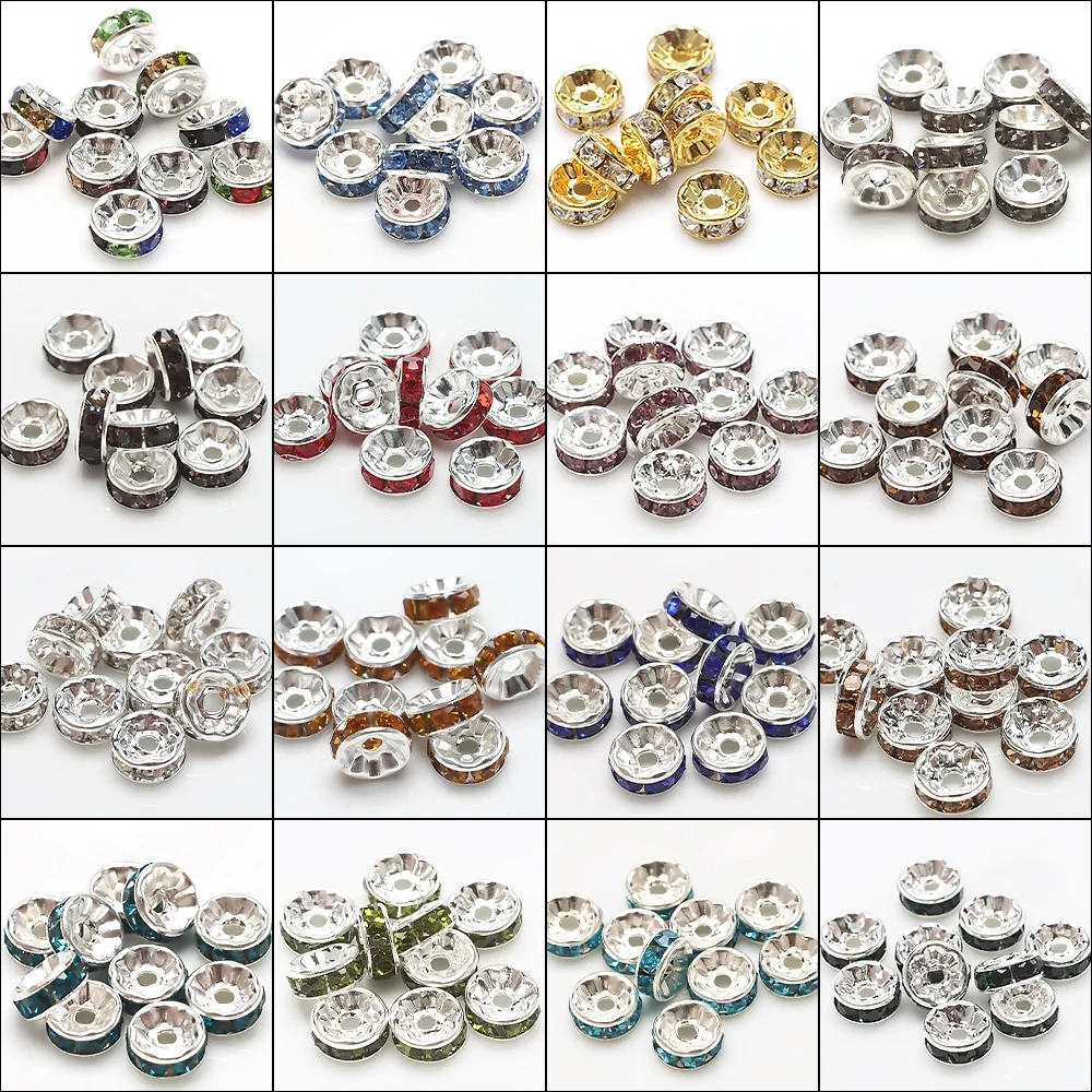 

6/8MM Assorted Metal Alloy Spacer Beads For DIY Making Zircon Ring Fashion Wrist Bracelets Necklace Handmade Crafts Supplies