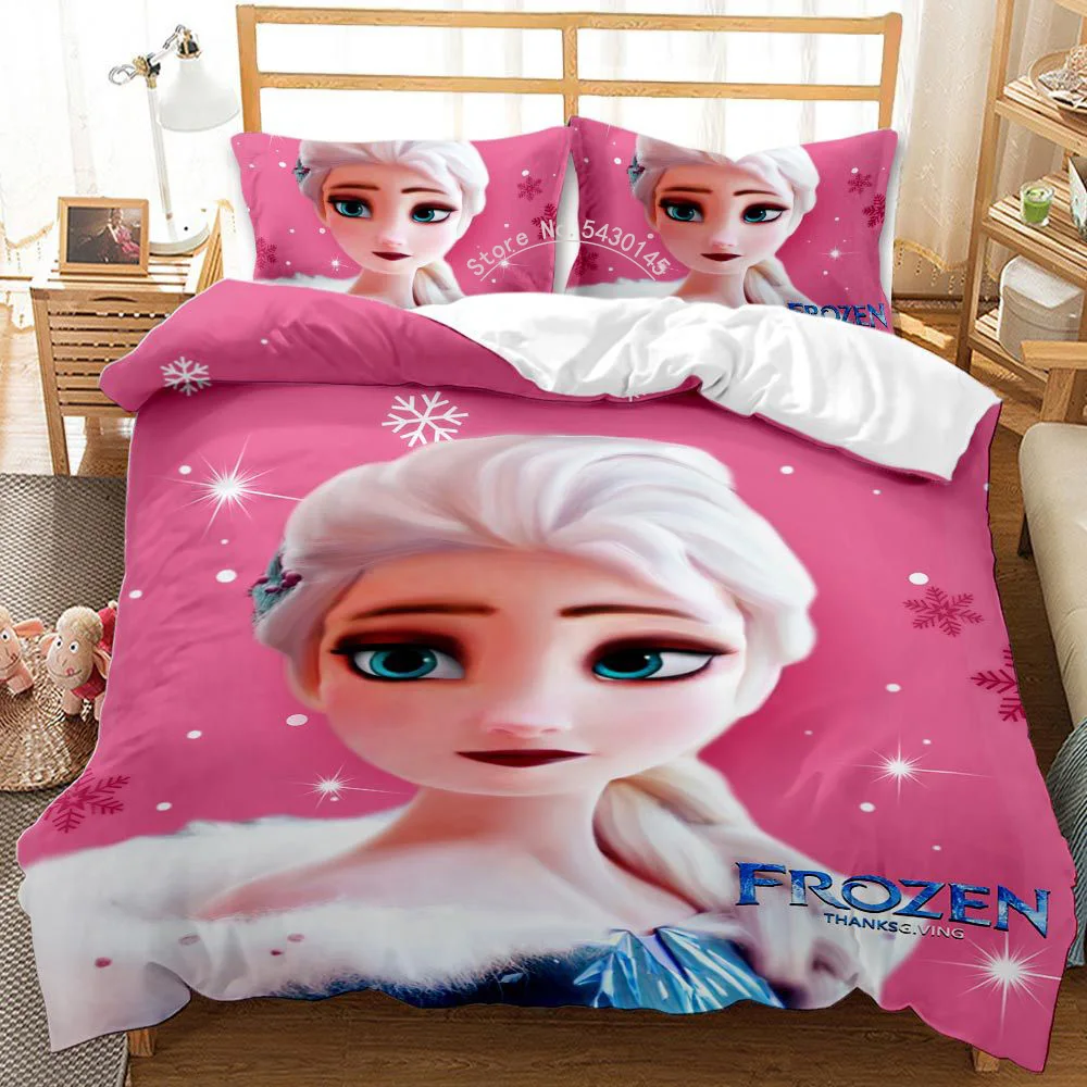 

Disney Pink Cartoon Frozen Digital Printing Quilt Cover PillowcaseBedding Duvet Cover Sets Princess Girl Room Christmas Gift
