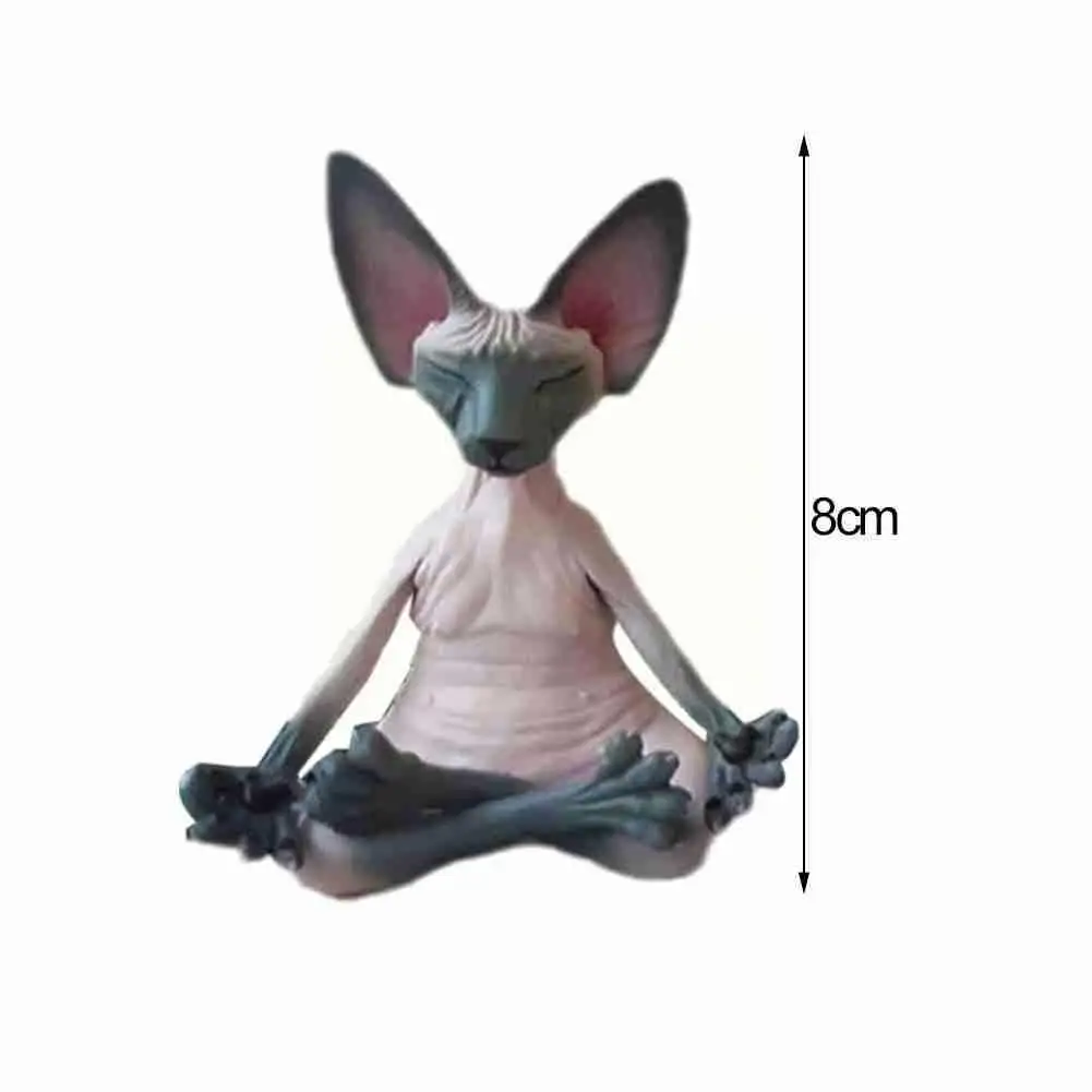 

Sphinx Cat Statue Meditation Yoga Happy Cat Garden Gardening Resin Decorations Figurines Z5O2