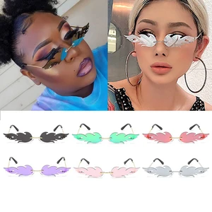 wholesale 6 mixed colors chic hot fire mirror sunglasses for women brand irregular party sun glasses men hip hop shades bulk free global shipping