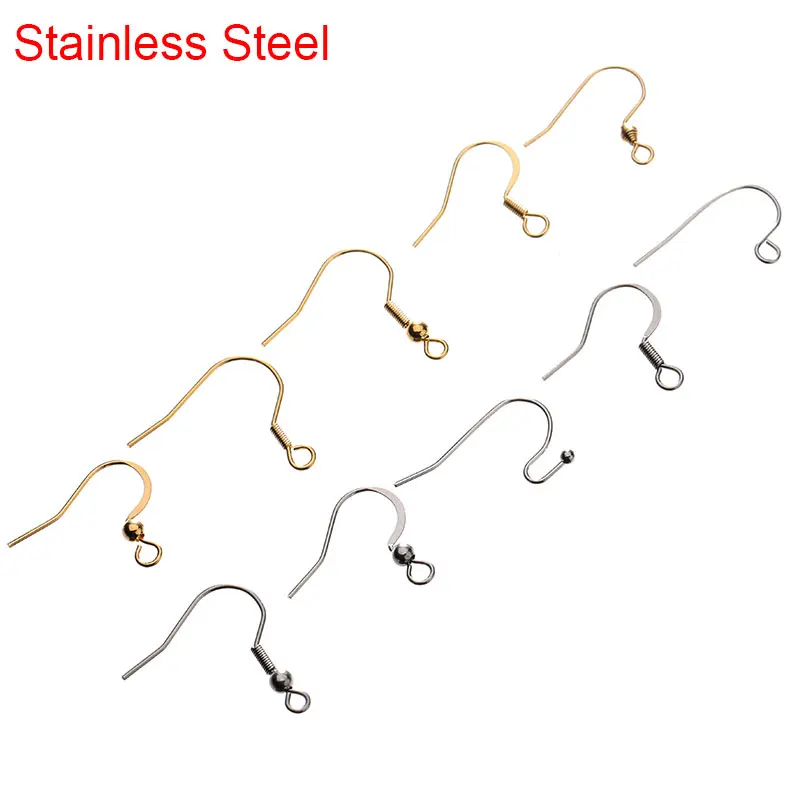 

50pcs Stainless Steel Earrings Hooks Bulk Gold Color Hypoallergenic Earing Clasp Wire For Diy Earring Making Jewelry Accessories