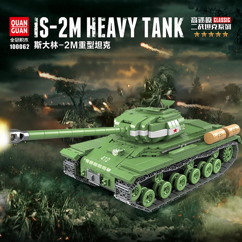 Горячая 1068 шт. WW2 Военная Советская Россия IS-2M тяжелый танк строительные блоки
