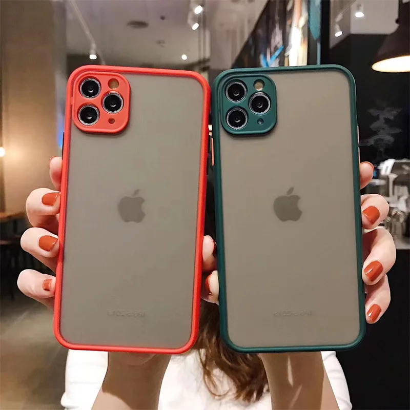 

Matte Translucent Bumper Phone Case For iPhone 13 12 Mini 11 Pro XR XS Max X 8 7 6 Plus Camera Protection Shockproof Back Cover