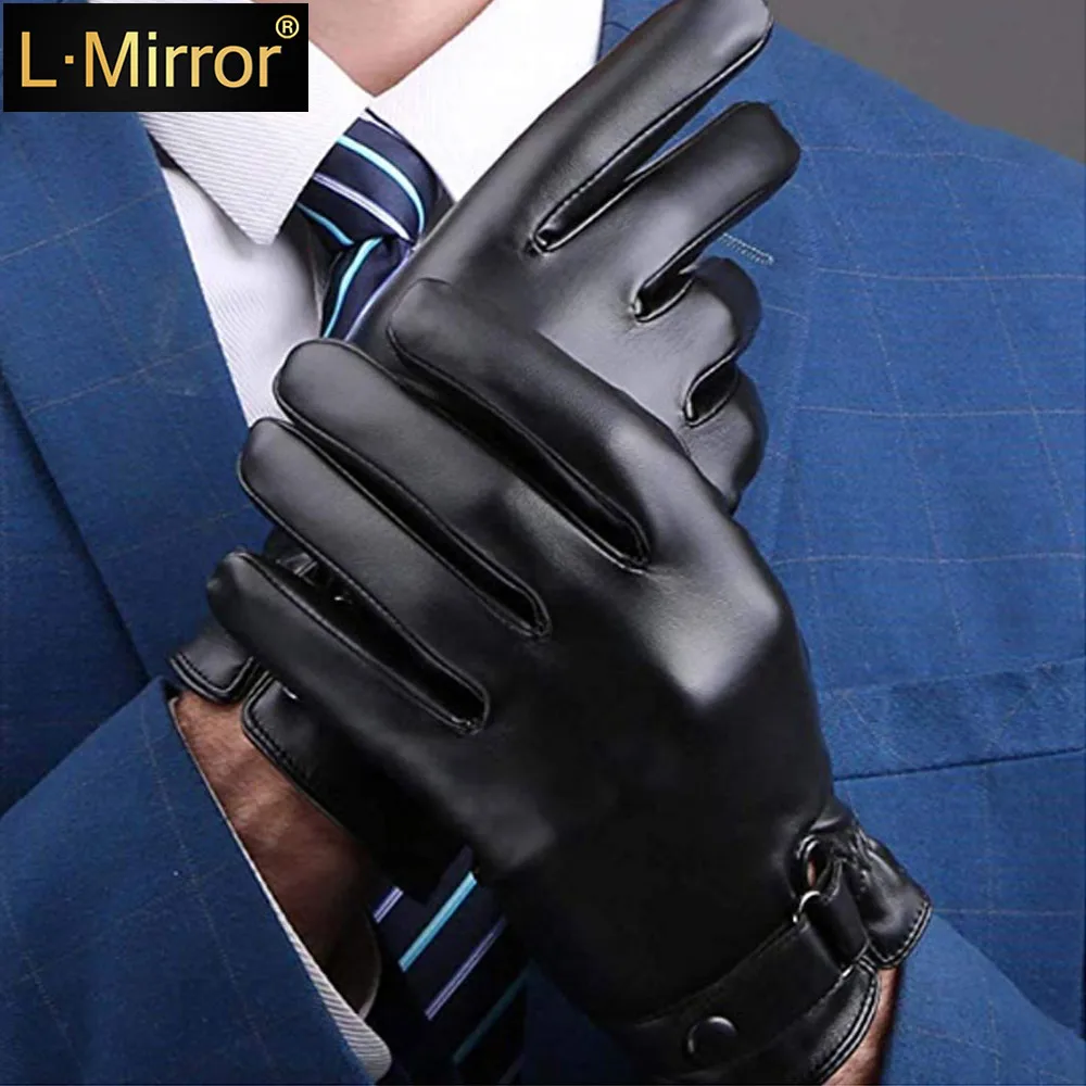 

L.Mirror, 1 пара, мужские перчатки для сенсорного экрана, теплые толстые зимние перчатки на подкладке