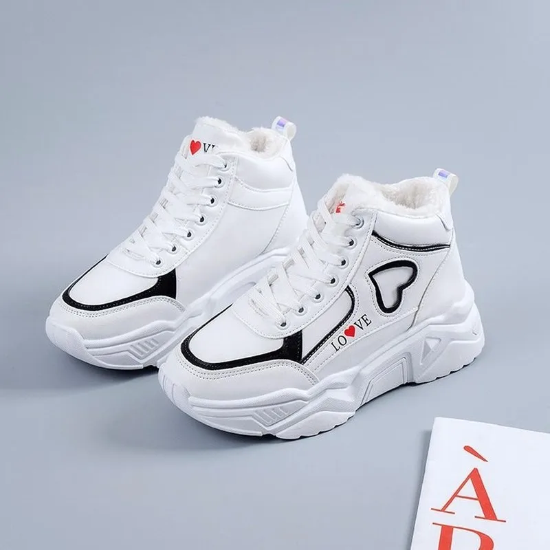 Женские зимние высокие кроссовки новинка 2020 женские плюшевые вельветовые Теплые