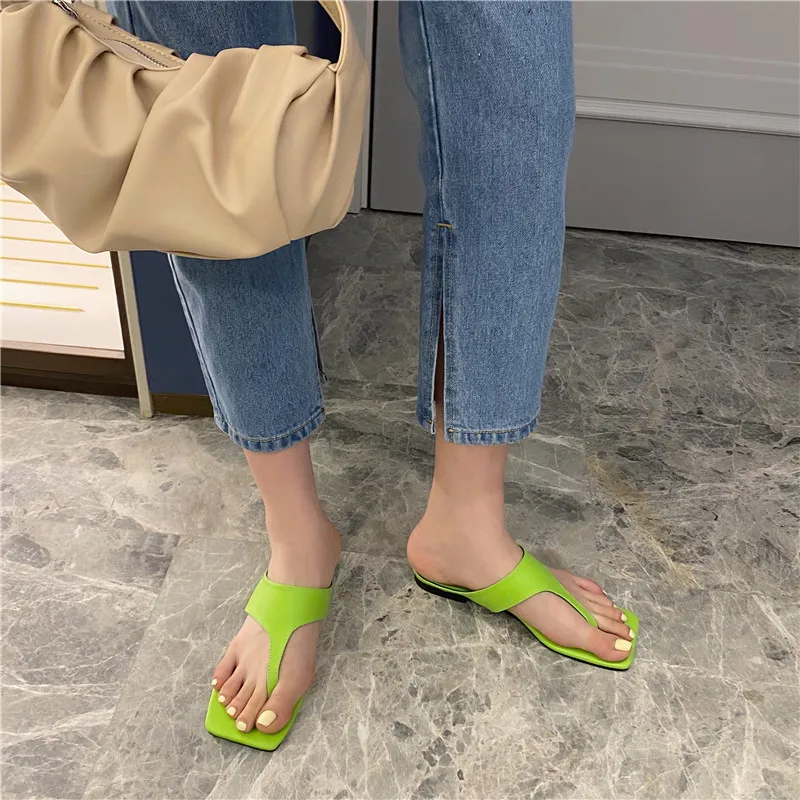 Новинка 2020 года Фирменный дизайн Женские сандалии Тапочки с квадратным носом на