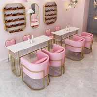 single double modern minimalist marble nail table and chair set