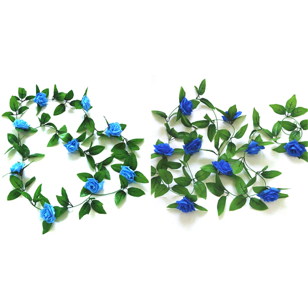 

Artificial Rose Vines Simulation Rose Garland Fake Flower Decorative Flowers Rattan Blue for Hotel Wedding Home Party Craft Art