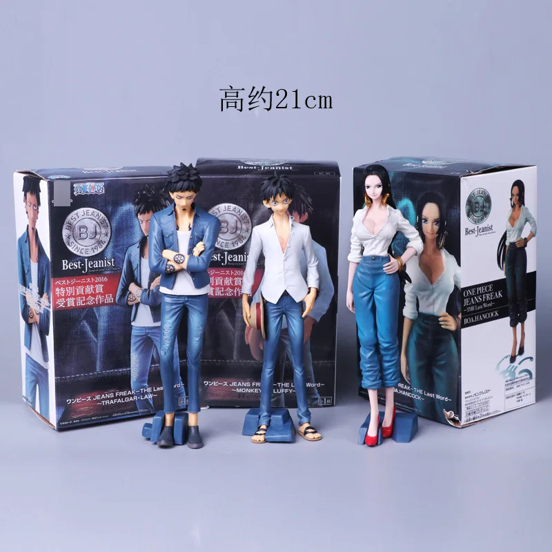 

Anime OP Monkey D Luffy Trafalgar Law Boa Hancock Jeans Lifestyle Scene PVC Action Figure OP Cosplay Collectible Model