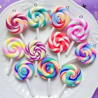 10pcs cute lollipops pretend play food pendants crafts diy handmade jewelry for earring necklace keychain