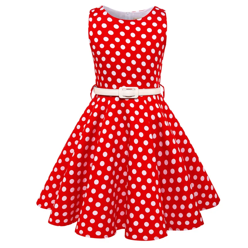 Винтажные платья для девочек в горошек с рокабилли вечерние особых случаев детей