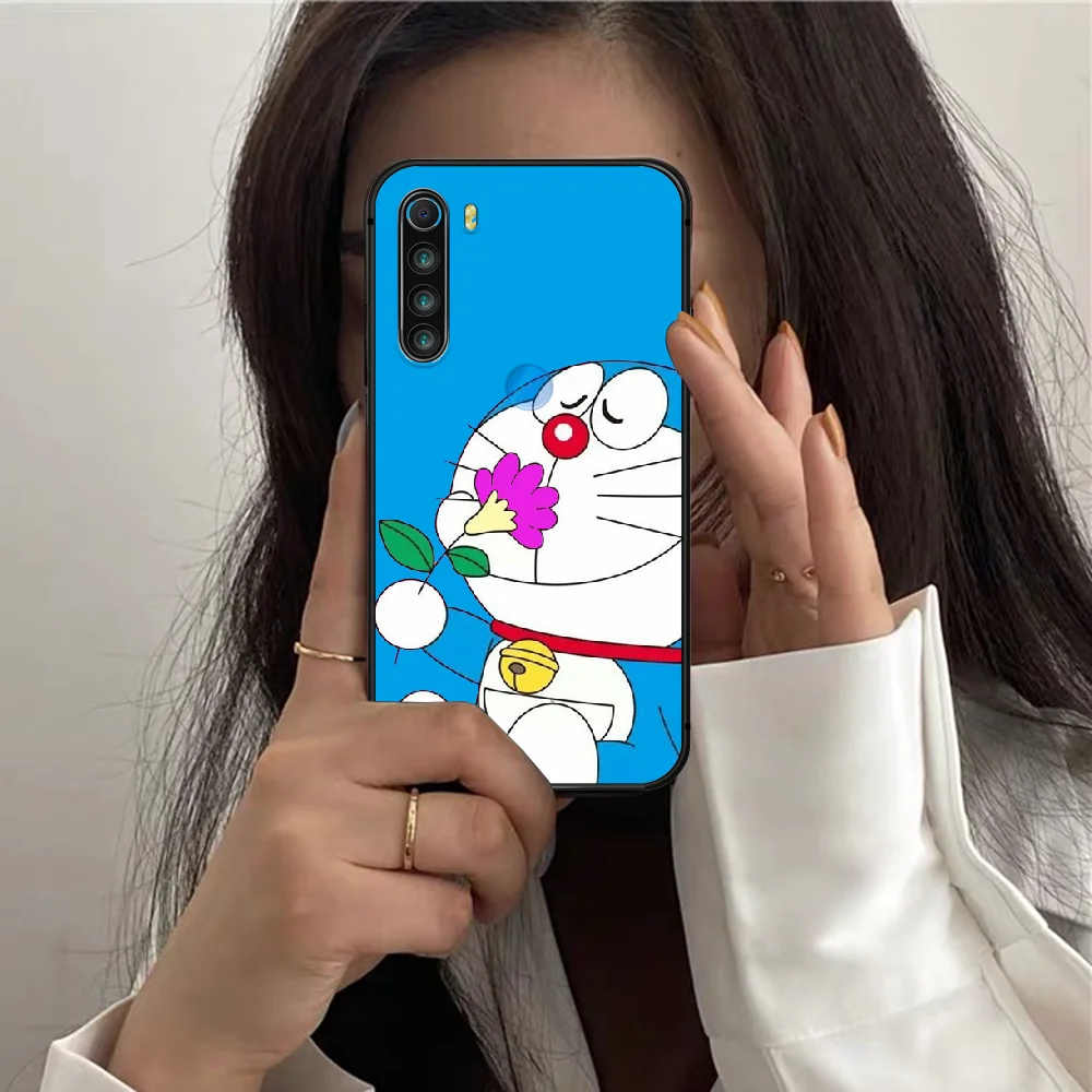 

Cute Doraemon Anime Phone Case For XIAOMI Redmi Note 6 7 8 9 10 T Pro K40 black Back Silicone Shell Luxury Cover Pretty Funda