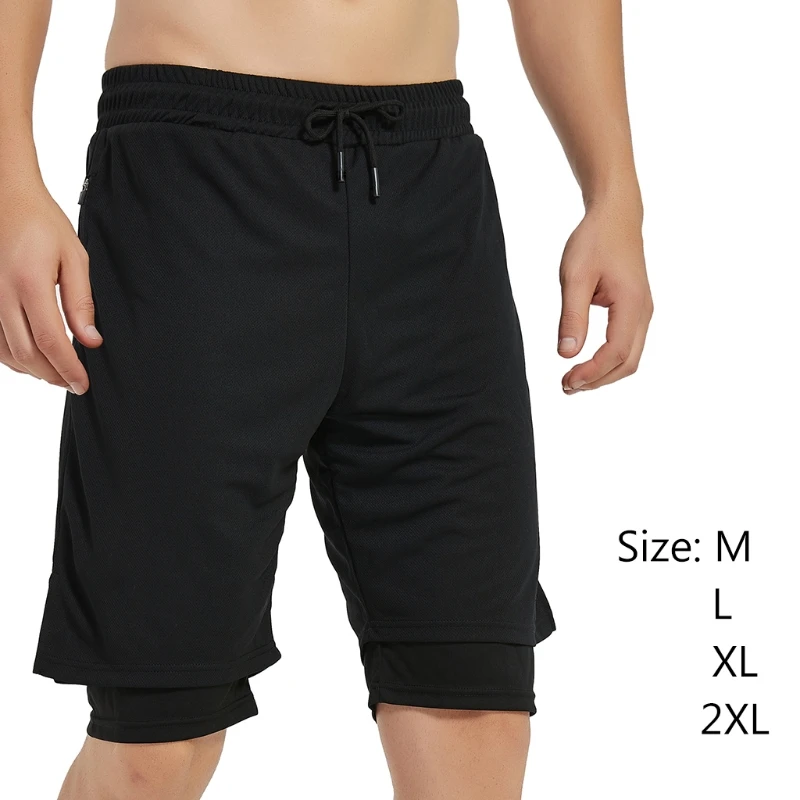 

Men's Shorts Sports Running Shorts Short Homme 2 in 1 Quick Drying Double Gym Jogging Sports Workout Short