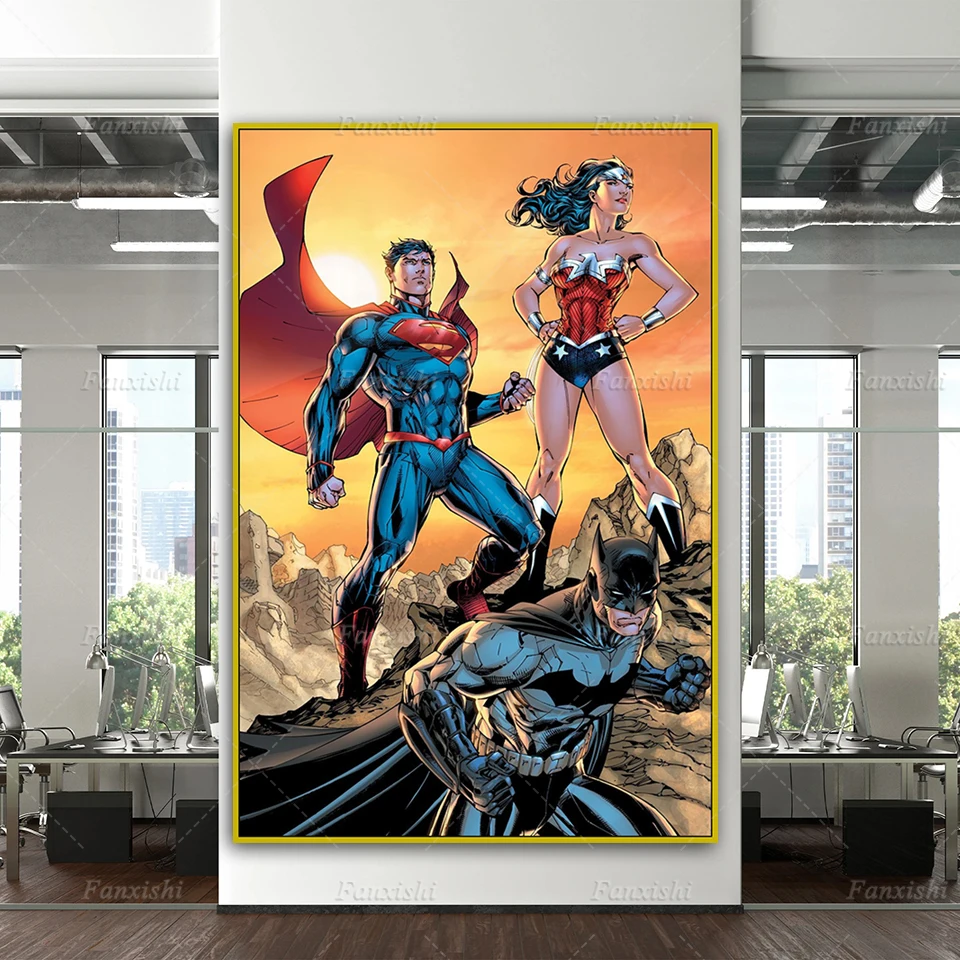 Лига Справедливости Супермен Бэтмен чудо-женщина супергерои Marvel фильмы постер