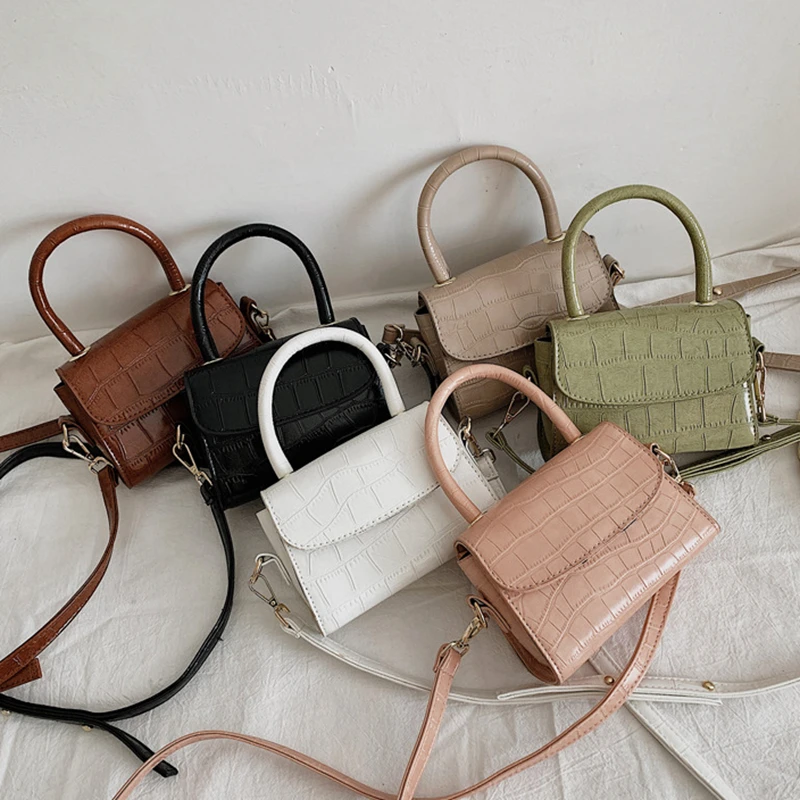 

2021 New Fashion Stone Pattern Small PU Leather Crossbody Bags For Women Simple Chain Shoulder Handbags Female Travel Handbags