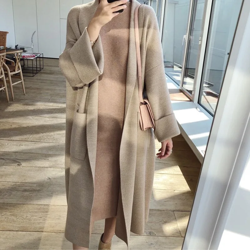 

2021 Femal New Lazy Style Cardigan Korean Version Loose Large Size Long Sweater