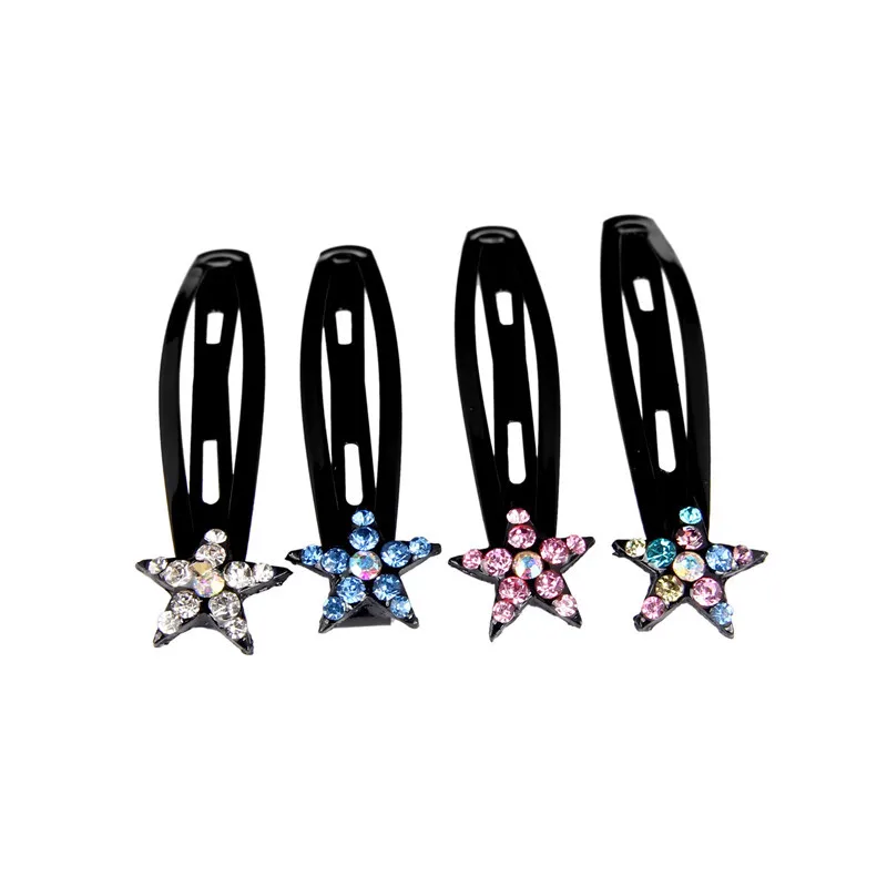 

7CM Colorful Star Metal Hair Clips Women Cute Crystal Barrettes Girls Sweet Bangs Hairpins Hair Accessorie Child BB Clip 5 Color