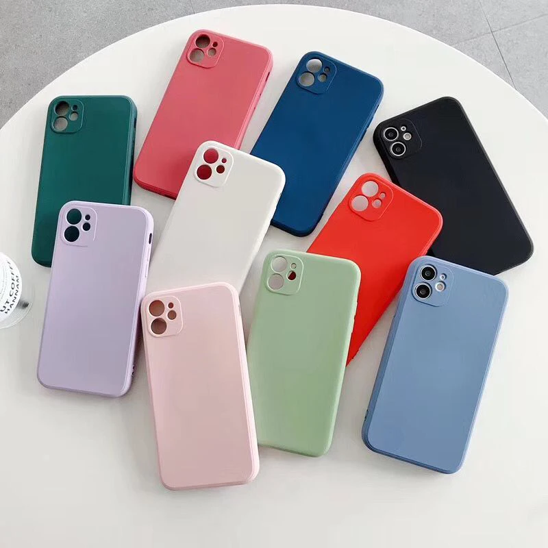luxury original square liquid silicone phone case for iphone 12 11 pro max mini xs x xr 8 7 plus se 2 thin soft cover candy case free global shipping