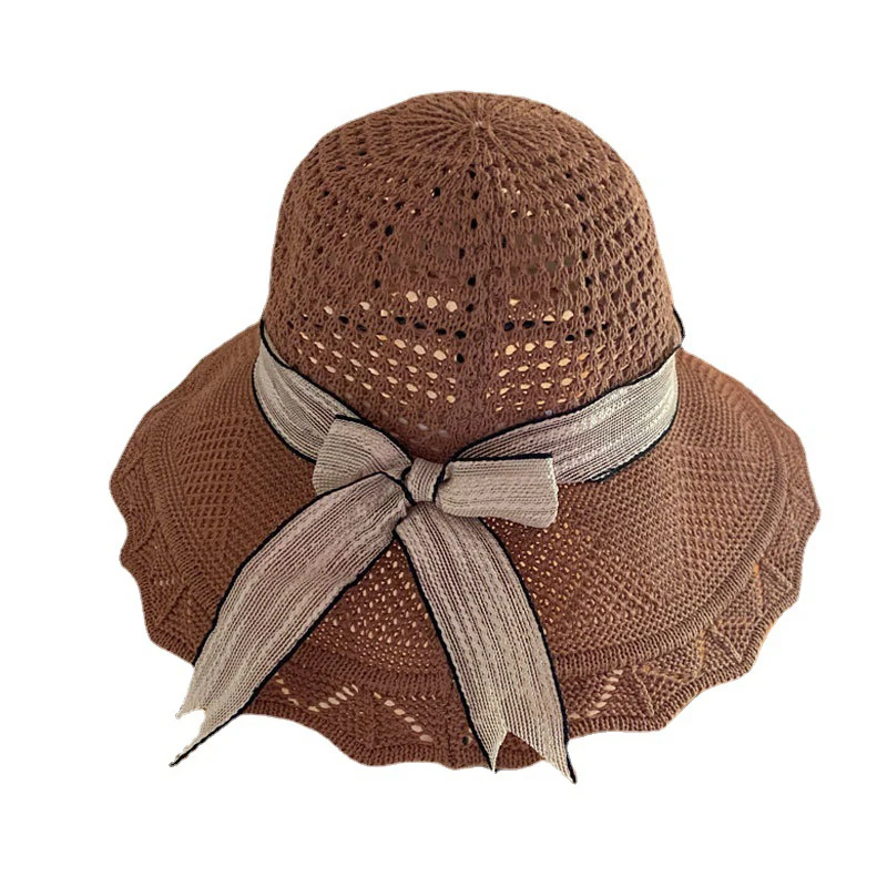

Женская Солнцезащитная шапка, вязаная Складная пляжная шапка с отверстиями для весны и лета, LXH