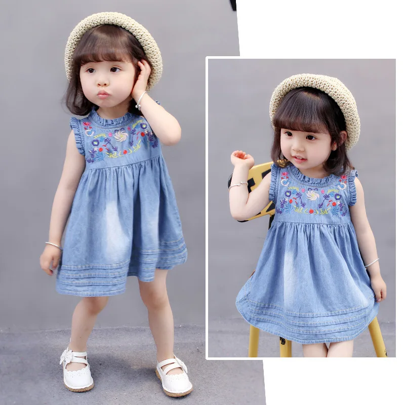 Ковбойское платье для девочек Летняя детская одежда Модные уличные платья с