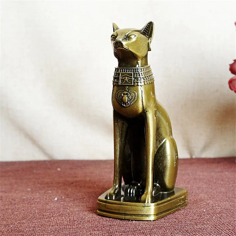 Древняя египетская статуя бастета Металлические ремесла Ретро фигурка Sekhmet кошки скульптура божества домашнее настольное украшение сувенир R2929