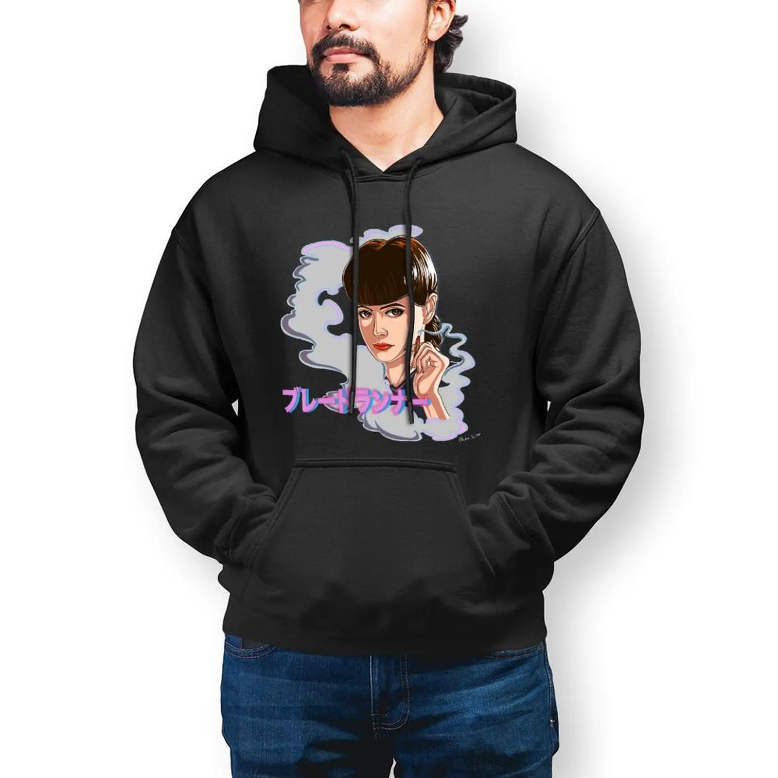 

Мужская хлопковая толстовка с капюшоном, свободного покроя