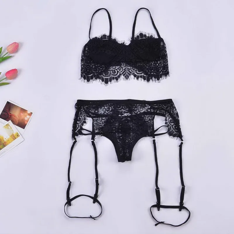 

2021 New Women Sexy Lingerie Lace Bra Set Underwear Sexy Panty Bandage Set Erotic Lingerie Dress Bra Briefs Set
