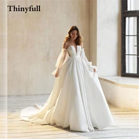 simple strapless long soft a line wedding dress detachable sleeves long train bridal bride princess marriage dresses gowns