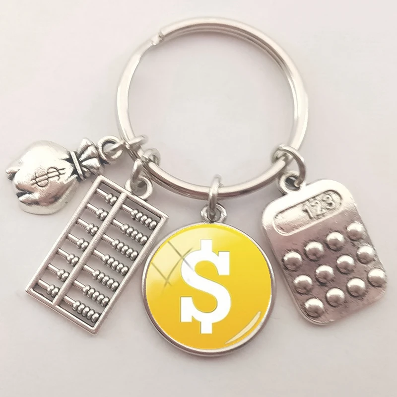 Модный брелок аксессуары с логотипом в долларах стеклянный выпуклой