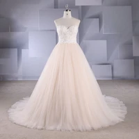 custom made luxury a line wedding dresses netting satin appliuqe pearl beading floor length bridal gown court train zipper
