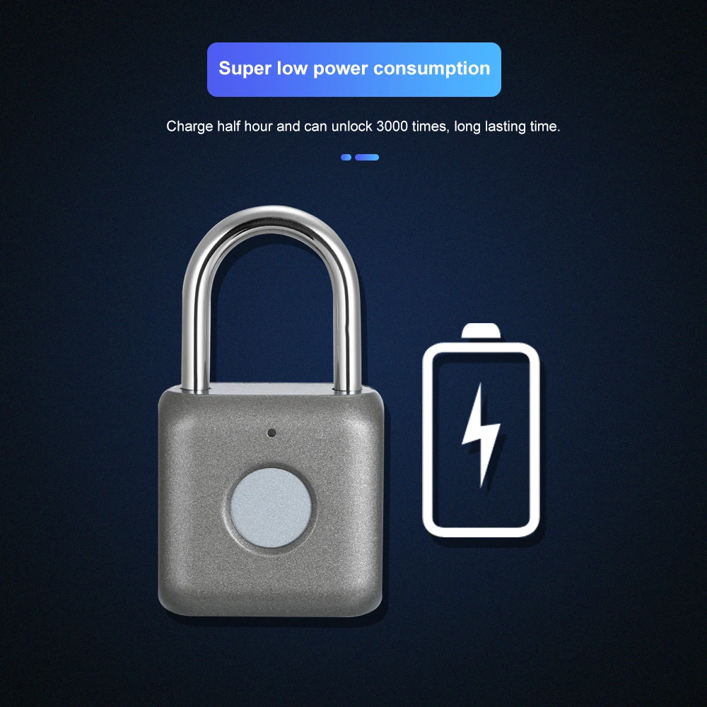 

Smart Keyless Fingerprint Padlock Intelligent Electronic Non-password Finger Touch Lock Biometric Unlock Waterproof