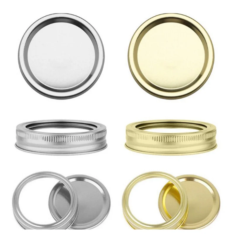 

12Pcs Wide Mouth 70/86MM Reusable Leak Proof Universal Sealing Tinplate Kitchen Glass Bottles Silicone Seals Rings Canning Lids