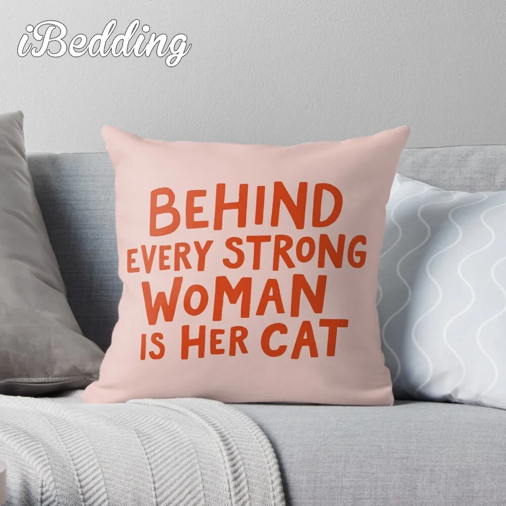 

Behind Every Strong Woman Throw Pillow Cushion Cover Polyester Throw Pillows Case On Sofa Home Living Room Car Seat Decor