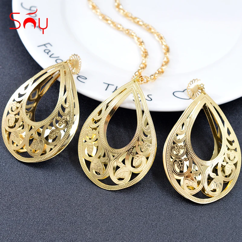 

Sunny Jewelry Romantic Jewelry Sets For Women Earrings Pendant Necklace Flower Pattern Jewelry Findings For Wedding Engagement