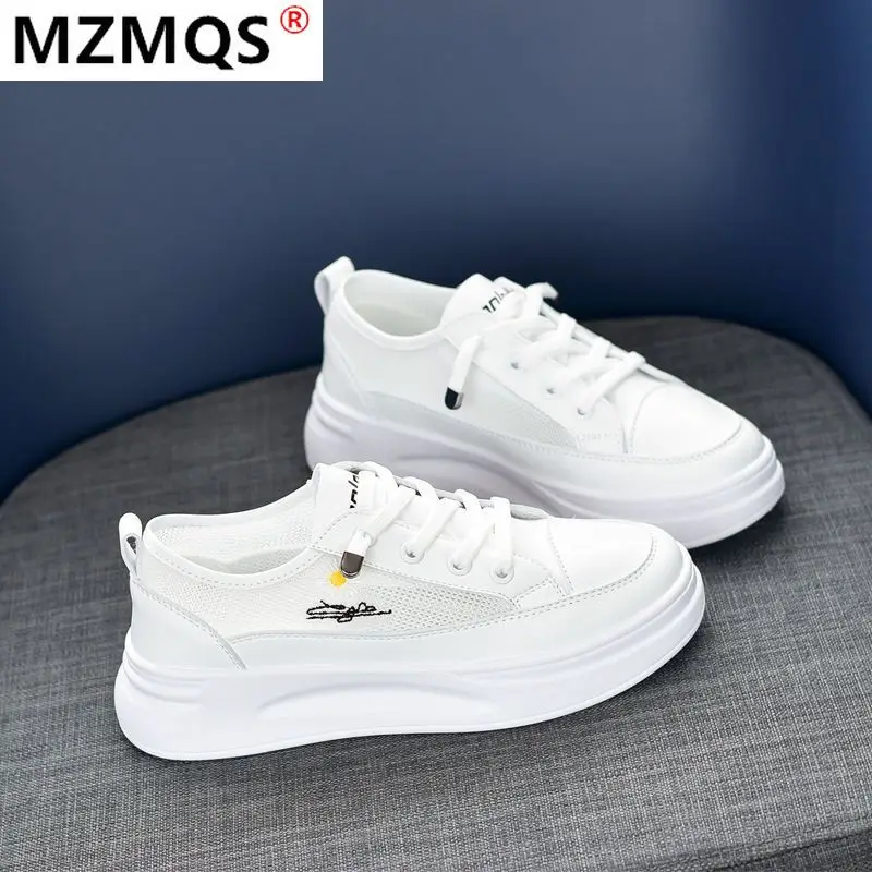 

2021 Fashion Women's Shoes Solid Color Lace-up Sneakers Women's Comfortable Breathable Casual Shoes Autumn Light Flat Shoes